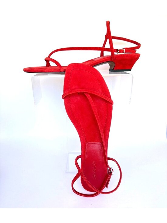 Madewell Shoes - Madewell Maycie T-Strap Sandals Red Suede Low Heel Size 8